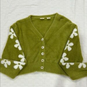 Levi's Green and White Embroidered Cardigan